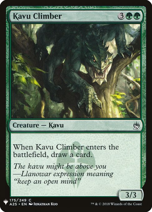 When Kavu Climber enters, draw a card.