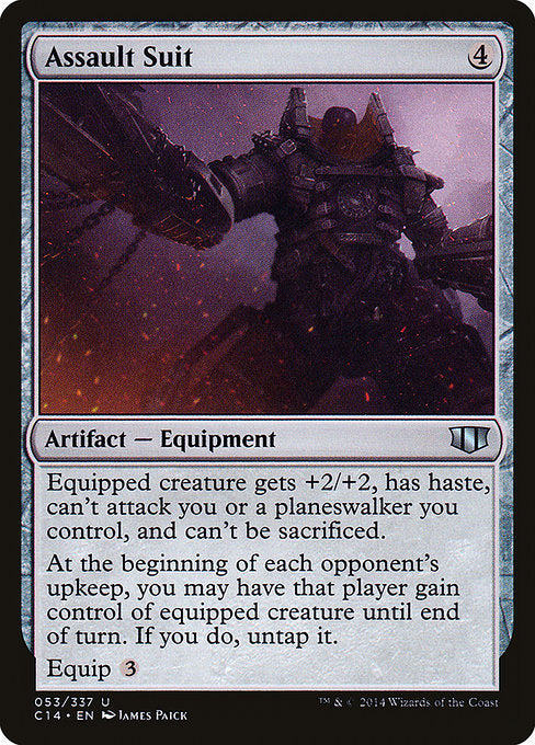 Equipped creature gets +2/+2, has haste, can't attack you or planeswalkers you control, and can't be sacrificed.
At the beginning of each opponent's upkeep, you may have that player gain control of equipped creature until end of turn. If you do, untap it.
Equip {3}