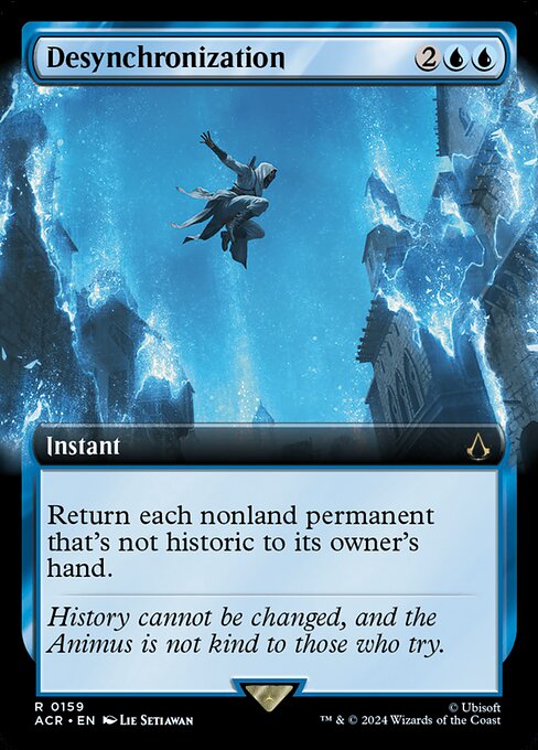 Return each nonland permanent that's not historic to its owner's hand. (Artifacts, legendaries, and Sagas are historic.)