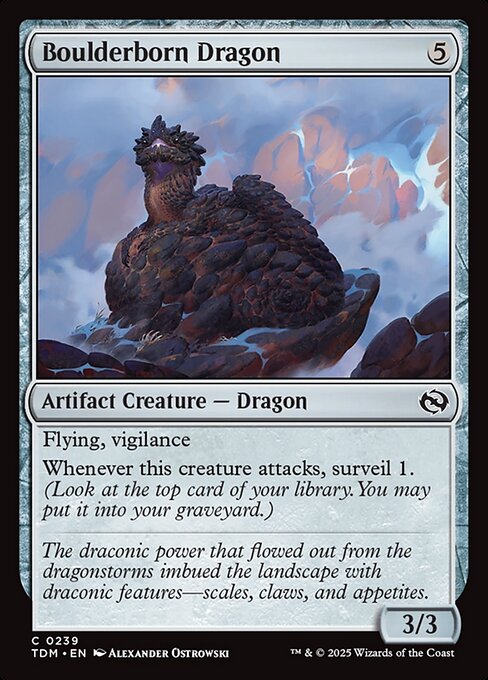 Flying, vigilance
Whenever this creature attacks, surveil 1. (Look at the top card of your library. You may put it into your graveyard.)