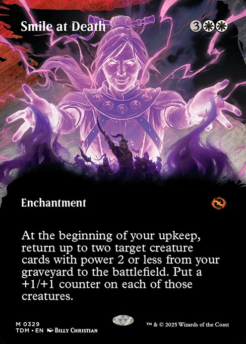 At the beginning of your upkeep, return up to two target creature cards with power 2 or less from your graveyard to the battlefield. Put a +1/+1 counter on each of those creatures.