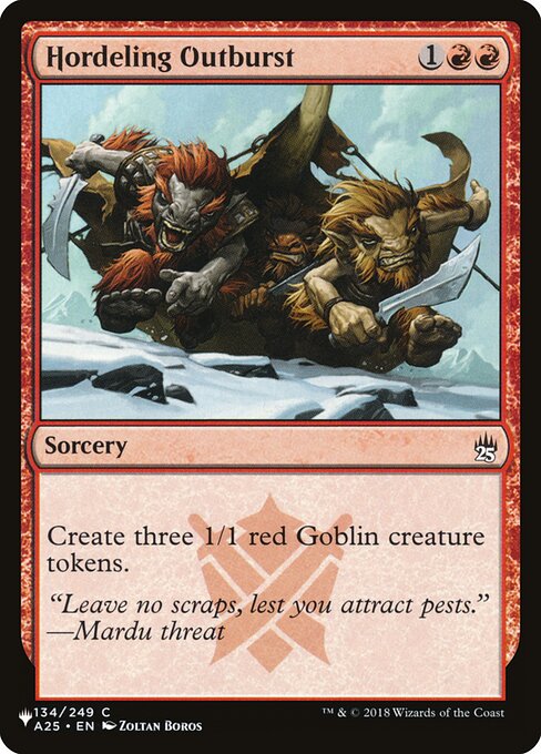 Create three 1/1 red Goblin creature tokens.