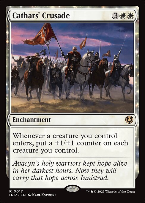 Whenever a creature you control enters, put a +1/+1 counter on each creature you control.