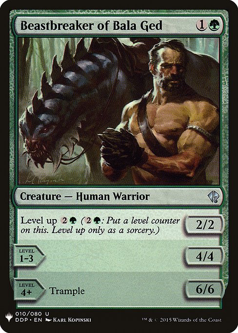 Level up {2}{G} ({2}{G}: Put a level counter on this. Level up only as a sorcery.)
LEVEL 1-3
4/4
LEVEL 4+
6/6
Trample