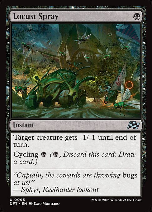 Target creature gets -1/-1 until end of turn.
Cycling {B} ({B}, Discard this card: Draw a card.)