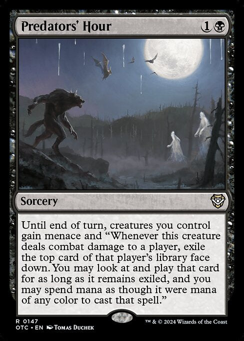 Until end of turn, creatures you control gain menace and "Whenever this creature deals combat damage to a player, exile the top card of that player's library face down. You may look at and play that card for as long as it remains exiled, and you may spend mana as though it were mana of any color to cast that spell."