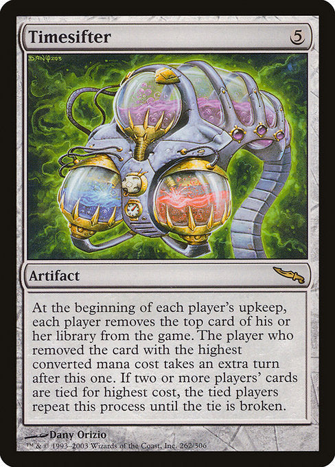 At the beginning of each upkeep, each player exiles the top card of their library. The player who exiled the card with the highest mana value takes an extra turn after this one. If two or more players' cards are tied for highest, the tied players repeat this process until the tie is broken.