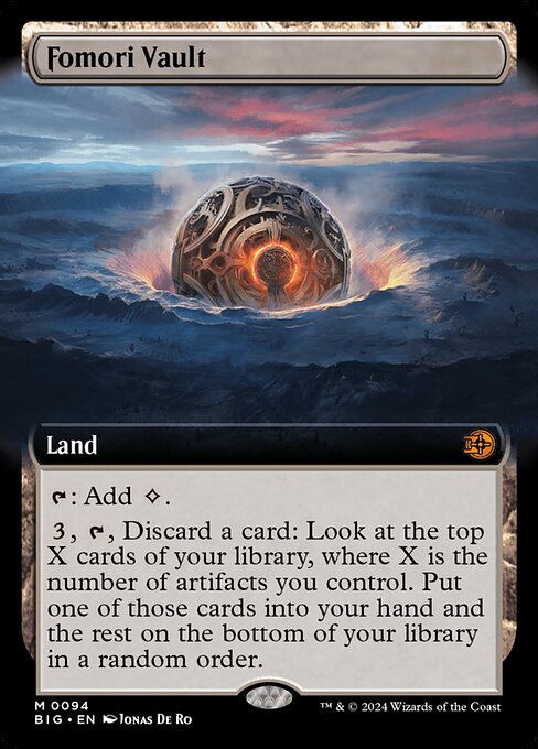 {T}: Add {C}.
{3}, {T}, Discard a card: Look at the top X cards of your library, where X is the number of artifacts you control. Put one of those cards into your hand and the rest on the bottom of your library in a random order.