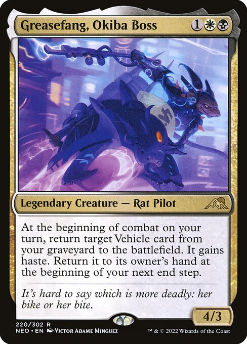 At the beginning of combat on your turn, return target Vehicle card from your graveyard to the battlefield. It gains haste. Return it to its owner's hand at the beginning of your next end step.