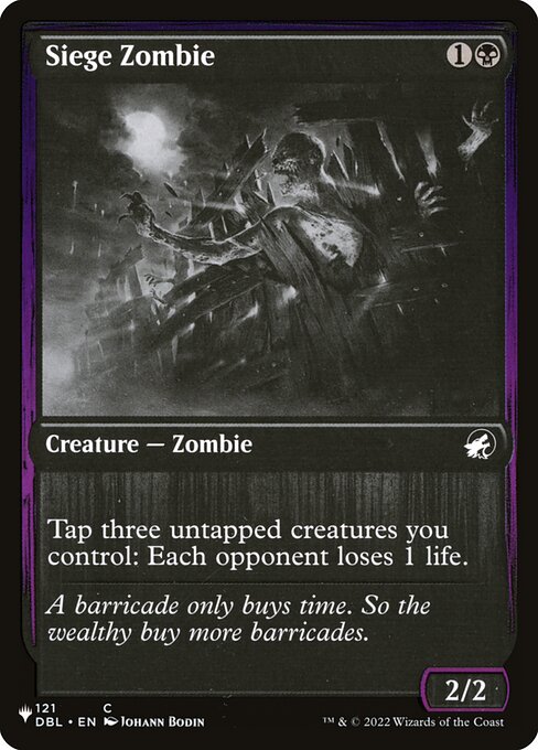 Tap three untapped creatures you control: Each opponent loses 1 life.