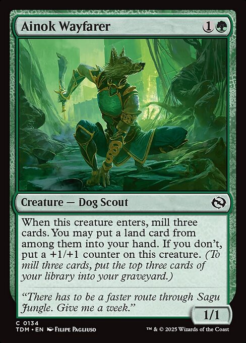 When this creature enters, mill three cards. You may put a land card from among them into your hand. If you don't, put a +1/+1 counter on this creature. (To mill three cards, put the top three cards of your library into your graveyard.)