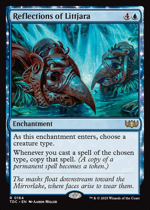 As this enchantment enters, choose a creature type.
Whenever you cast a spell of the chosen type, copy that spell. (A copy of a permanent spell becomes a token.)