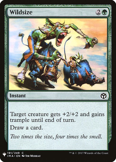 Target creature gets +2/+2 and gains trample until end of turn.
Draw a card.