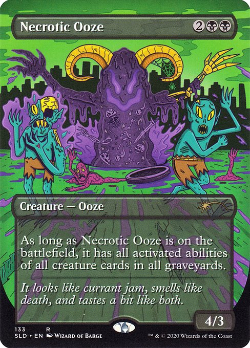 As long as this creature is on the battlefield, it has all activated abilities of all creature cards in all graveyards.