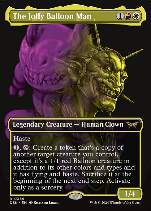 Haste
{1}, {T}: Create a token that's a copy of another target creature you control, except it's a 1/1 red Balloon creature in addition to its other colors and types and it has flying and haste. Sacrifice it at the beginning of the next end step. Activate only as a sorcery.