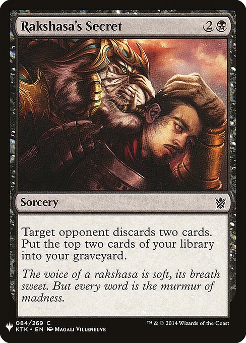 Target opponent discards two cards. Mill two cards.