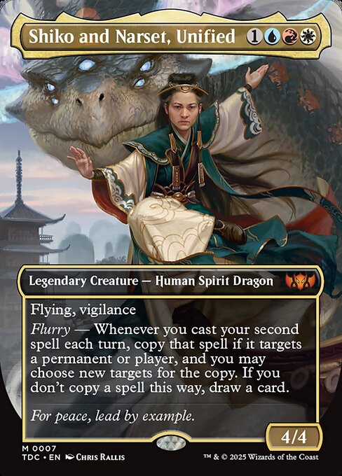 Flying, vigilance
Flurry — Whenever you cast your second spell each turn, copy that spell if it targets a permanent or player, and you may choose new targets for the copy. If you don't copy a spell this way, draw a card.
