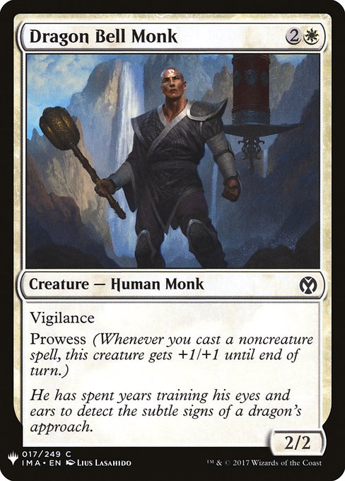 Vigilance
Prowess (Whenever you cast a noncreature spell, this creature gets +1/+1 until end of turn.)