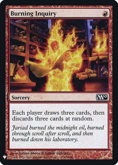 Each player draws three cards, then discards three cards at random.
