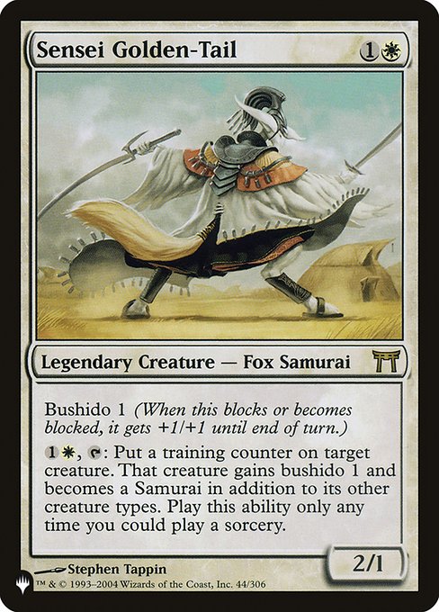 Bushido 1 (Whenever this creature blocks or becomes blocked, it gets +1/+1 until end of turn.)
{1}{W}, {T}: Put a training counter on target creature. That creature gains bushido 1 and becomes a Samurai in addition to its other creature types. Activate only as a sorcery.