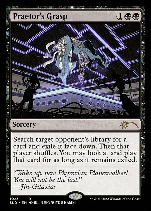 Search target opponent's library for a card and exile it face down. Then that player shuffles. You may look at and play that card for as long as it remains exiled.