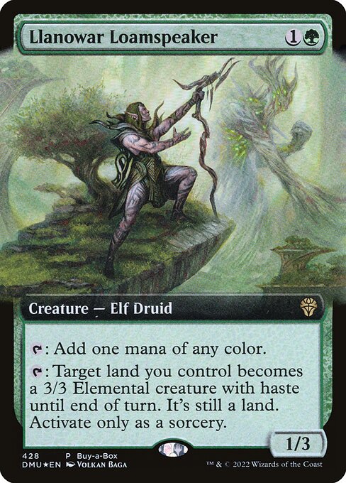 {T}: Add one mana of any color.
{T}: Target land you control becomes a 3/3 Elemental creature with haste until end of turn. It's still a land. Activate only as a sorcery.
