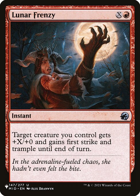 Target creature you control gets +X/+0 and gains first strike and trample until end of turn.