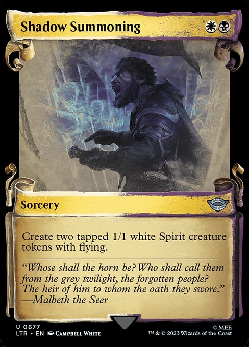 Create two tapped 1/1 white Spirit creature tokens with flying.