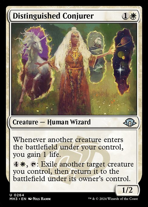 Whenever another creature enters the battlefield under your control, you gain 1 life.
{4}{W}, {T}: Exile another target creature you control, then return it to the battlefield under its owner's control.
