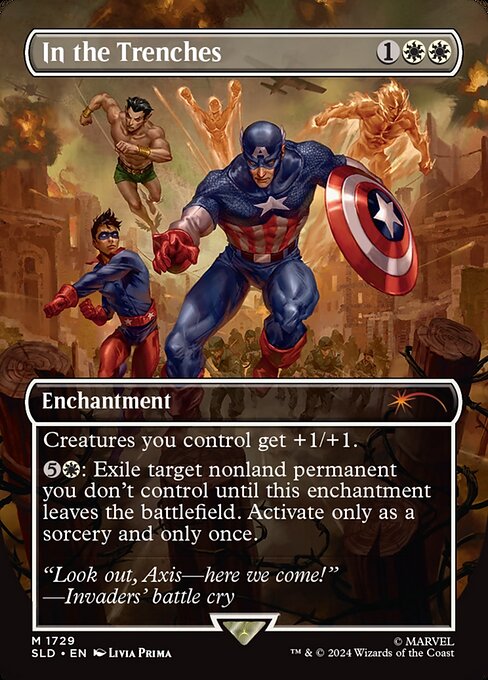 Creatures you control get +1/+1.
{5}{W}: Exile target nonland permanent you don't control until this enchantment leaves the battlefield. Activate only as a sorcery and only once.