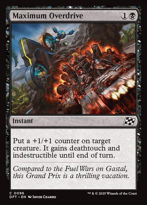 Put a +1/+1 counter on target creature. It gains deathtouch and indestructible until end of turn.