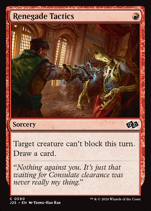 Target creature can't block this turn.
Draw a card.