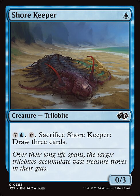 {7}{U}, {T}, Sacrifice Shore Keeper: Draw three cards.