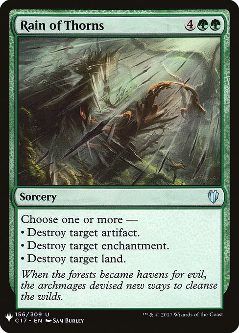 Choose one or more —
• Destroy target artifact.
• Destroy target enchantment.
• Destroy target land.