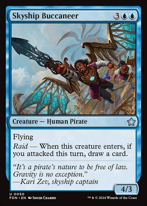 Flying
Raid — When this creature enters, if you attacked this turn, draw a card.