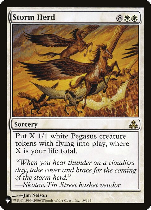 Create X 1/1 white Pegasus creature tokens with flying, where X is your life total.