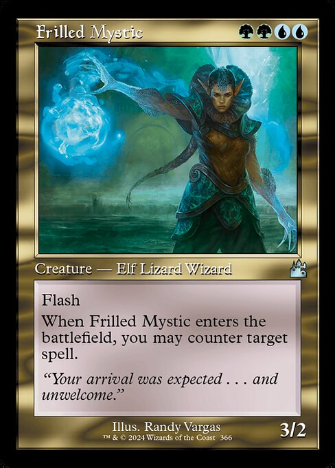 Flash
When Frilled Mystic enters the battlefield, you may counter target spell.