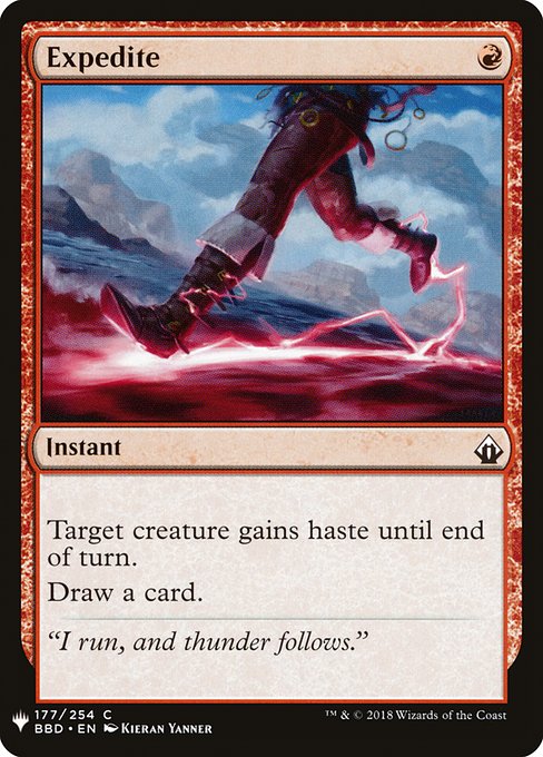 Target creature gains haste until end of turn.
Draw a card.