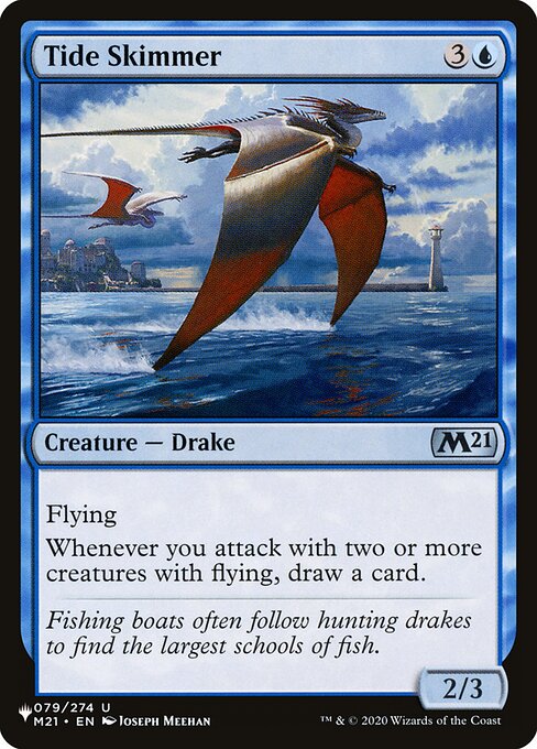 Flying
Whenever you attack with two or more creatures with flying, draw a card.