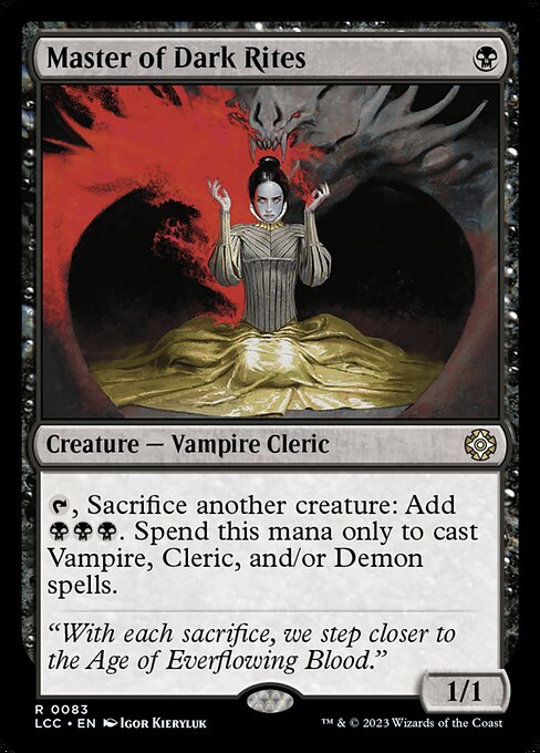 {T}, Sacrifice another creature: Add {B}{B}{B}. Spend this mana only to cast Vampire, Cleric, and/or Demon spells.