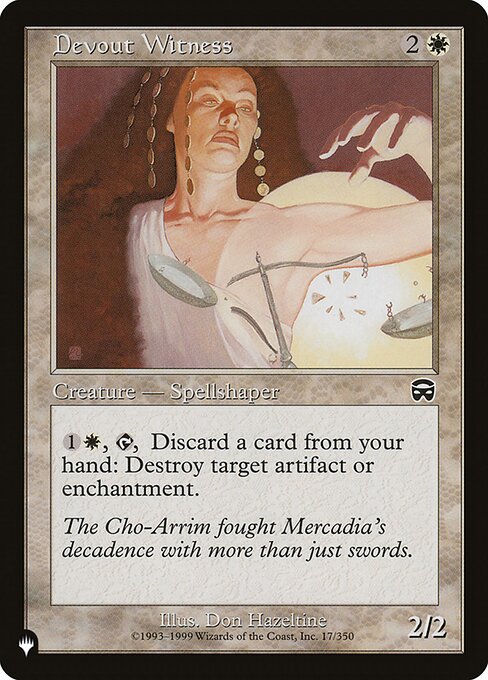 {1}{W}, {T}, Discard a card: Destroy target artifact or enchantment.