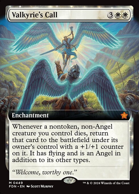Whenever a nontoken, non-Angel creature you control dies, return that card to the battlefield under its owner's control with a +1/+1 counter on it. It has flying and is an Angel in addition to its other types.