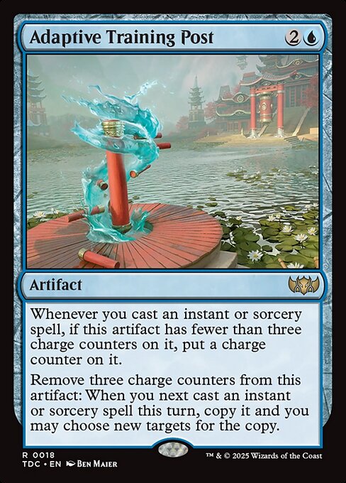 Whenever you cast an instant or sorcery spell, if this artifact has fewer than three charge counters on it, put a charge counter on it.
Remove three charge counters from this artifact: When you next cast an instant or sorcery spell this turn, copy it and you may choose new targets for the copy.