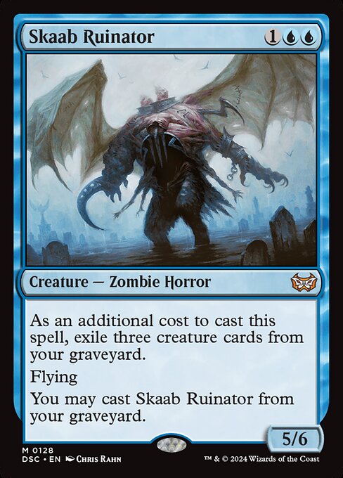 As an additional cost to cast this spell, exile three creature cards from your graveyard.
Flying
You may cast Skaab Ruinator from your graveyard.