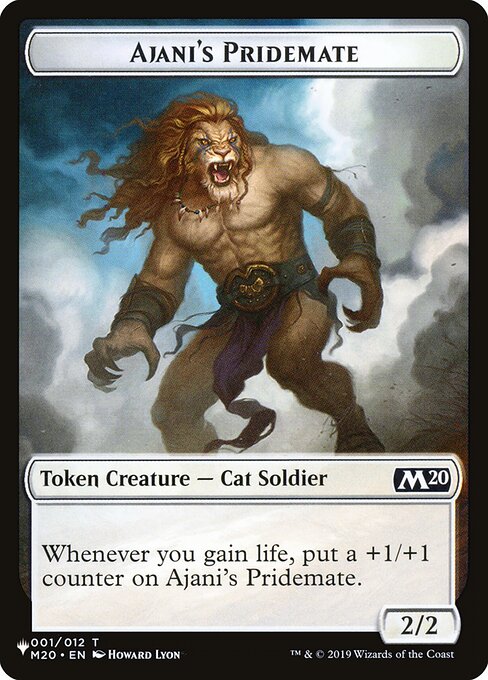 Whenever you gain life, put a +1/+1 counter on Ajani's Pridemate.