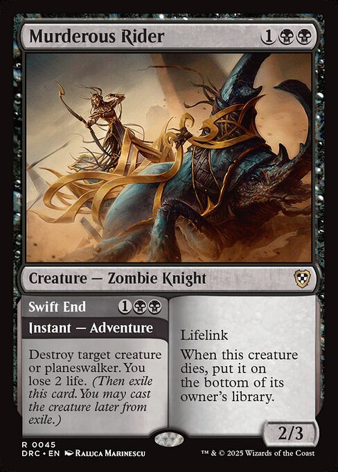 Lifelink
When this creature dies, put it on the bottom of its owner's library.   Destroy target creature or planeswalker. You lose 2 life. (Then exile this card. You may cast the creature later from exile.)