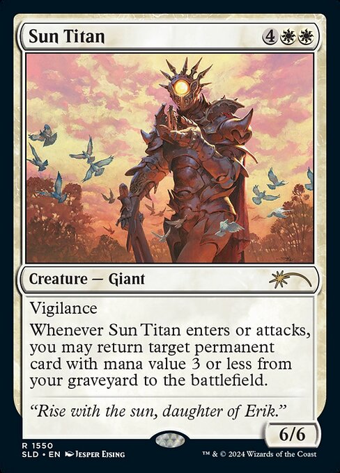 Vigilance
Whenever this creature enters or attacks, you may return target permanent card with mana value 3 or less from your graveyard to the battlefield.