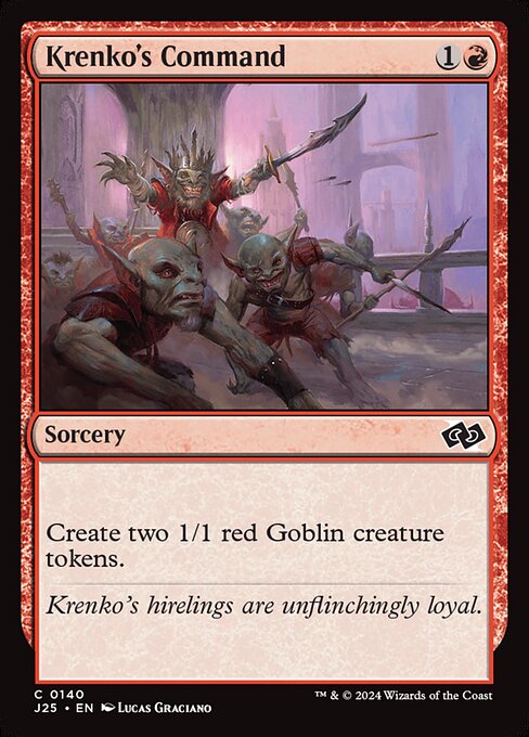Create two 1/1 red Goblin creature tokens.