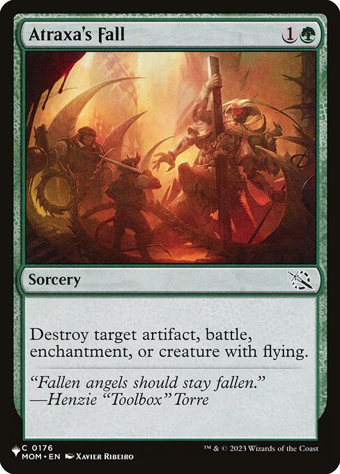 Destroy target artifact, battle, enchantment, or creature with flying.