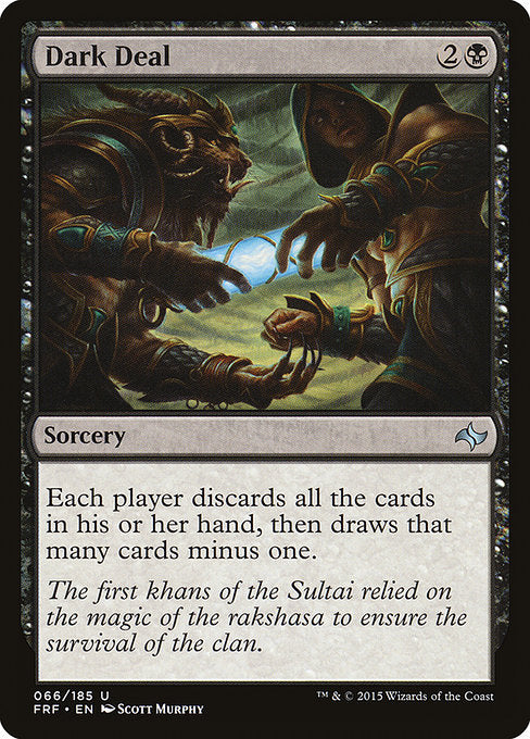 Each player discards all the cards in their hand, then draws that many cards minus one.